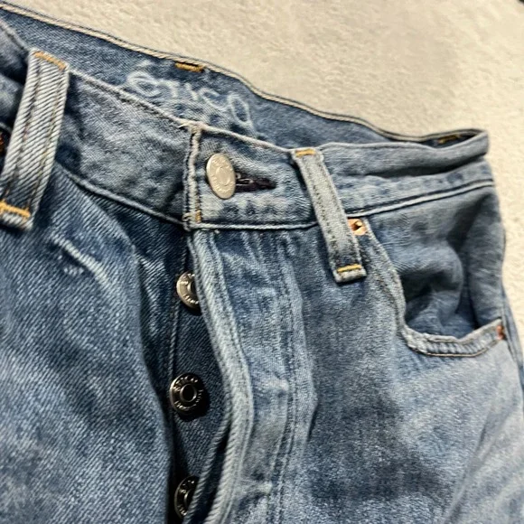 Etica Jeans Women's 27 Denim Straight Distressed‎ High-Rise Y2K 28x24.5 Baggy